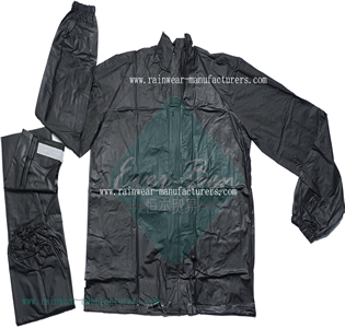 packable waterproof cycling jacket-Black PVC rain jacket-Black PVC Rain Pant-black PVC rainwear with reflective tape